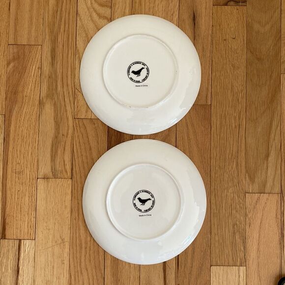 Anthropologie Set Of 2 Salad Dessert Plates Red Modern Floral - Picture 6 of 7